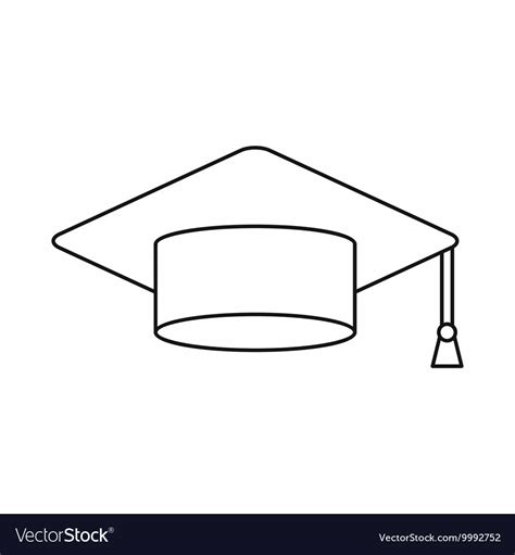 Graduation Cap Icon Outline Style Royalty Free Vector Image
