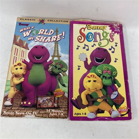 2 Barney Vhs Tapes What A World We Share And Barney Songs Ebay