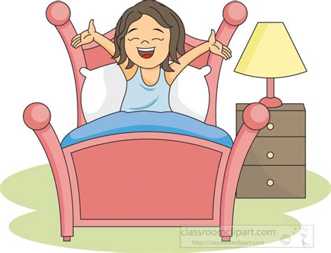 Premium Vector Girl Wake Up Morning On The Bed Vector Clip Art Library