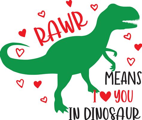 Rawr Means I Love You In Dinosaur Heart Valentines Day Love Be Mine Holiday Vector