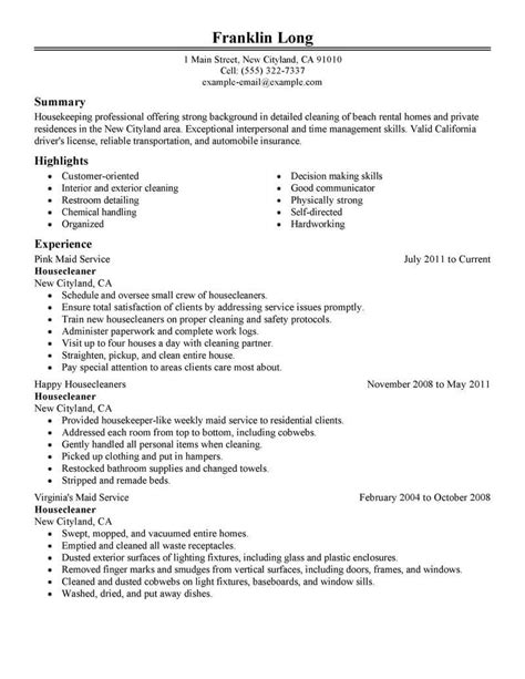 Resume For Cleaning Person Working As A Cleaning Manager Requires An