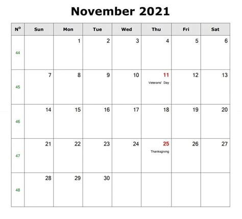 Blank November 2021 Calendar Printable Blank Calendar Template