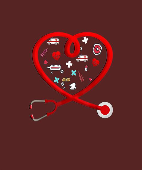 nurse valentine s day with red heart stethoscope valentine t shirt digital art by julie hurst