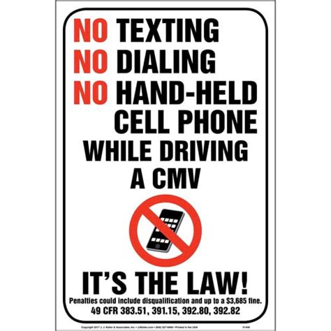 No Textingdialinghand Held Cell Phone While Driving Cmv Sign