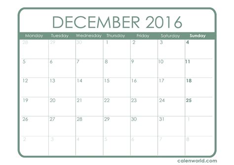 December 2016 Calendar Printable Calendars