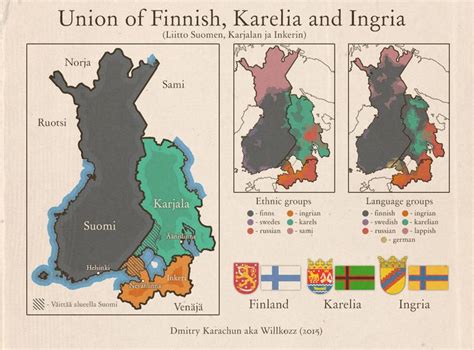 Union Of Finnish Karelia And Ingria By Willkozz Cartografia Mapa