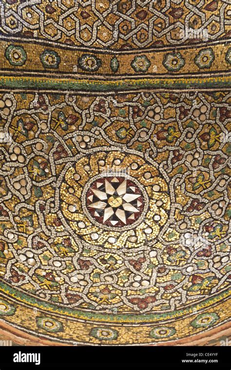 Detail Of The Mosaic Decoration Of The Mihrab Or Michrab At The Ibrahim
