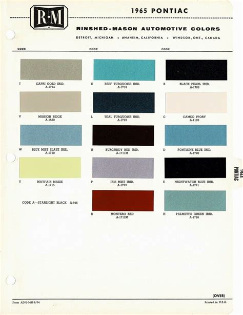 1965 Pontiac Gto Car Paint Colors Urechem Urekem