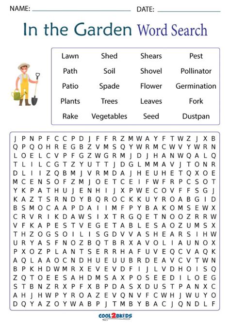 Printable Garden Word Search Cool2bkids