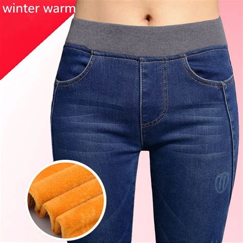 Jeans For Women Winter Warm Pants High Waist Warm Jeans Thicken Fleeces