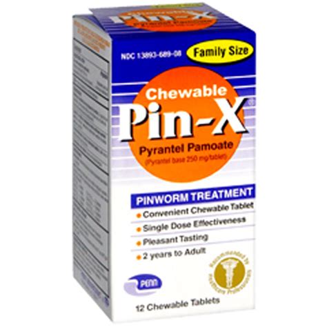 Pin X Chewable Tablets 12 Each Single Dose Pinworm Treatment Tablet