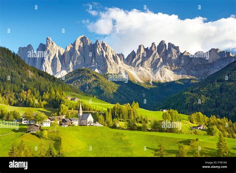 Santa Maddalena Val Di Funes Dolomites Mountains Tyrol Alps Stock