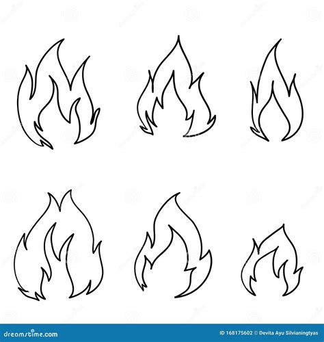 Doodle Fire Icon Illustration With Hand Drawn Cartoon Line Art Style
