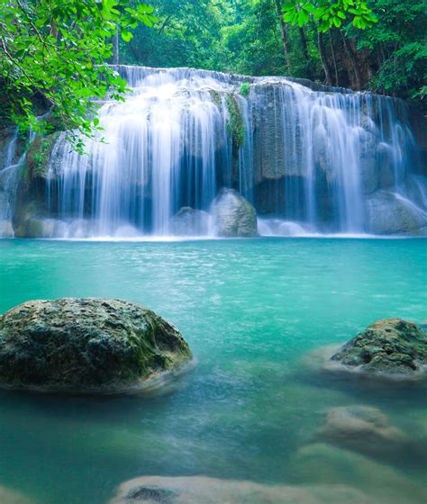 The Erawan Waterfalls Can Be Found In Kanchanaburi A Town In The West