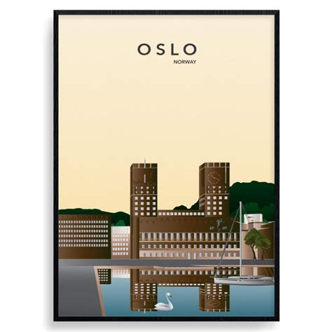 Oslo Rådhus Plakat Wallsticker → Fra Kun 34 Kr