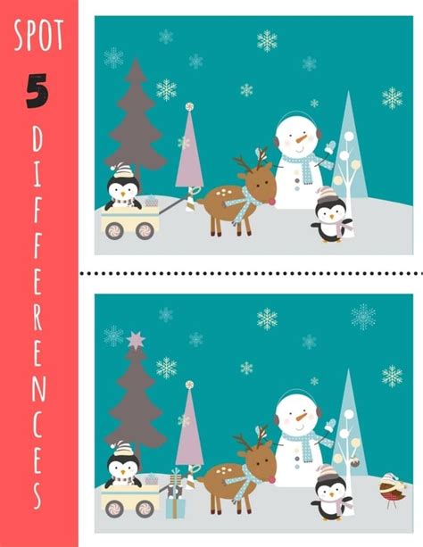 Christmas Spot The Difference Free Printable Kids Activity Zone Free