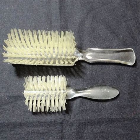 Vintage 1960s Pair Of Fuller Brush Hair Brushes With Clear Acrylic
