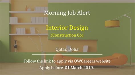 Interior Design Job Is Available With Construction Co In Qatar Doha