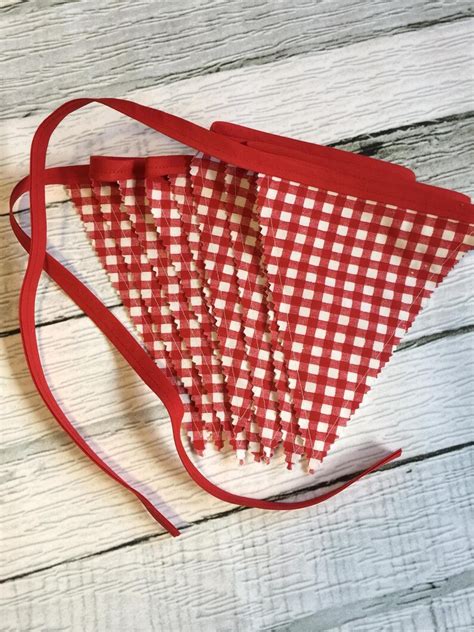 Red And White Checkered Bunting Flag Pendant Banner Etsy