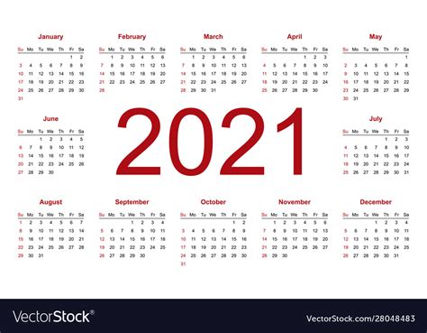 Business Calendar 2021