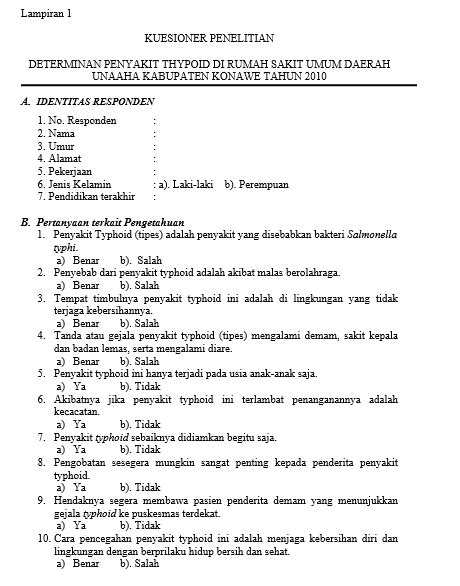 15 Contoh Kuesioner Terbuka Tertutup Kepuasan Pelanggan Dll