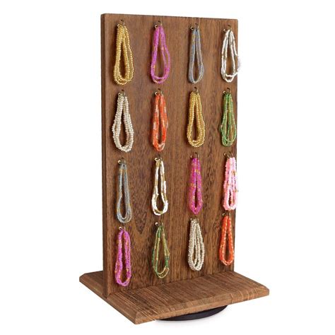 Wd5062 Wooden Rotating Two Sided Jewelry Display Stand 32 Hooks