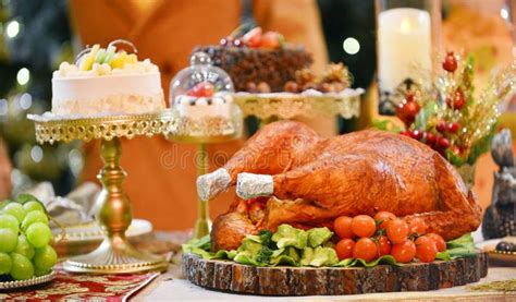 Roasted Turkey Christmas Dinner Stock Image Image Of Feast