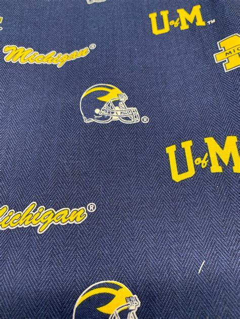 University Of Michigan Wolverines Cotton Fabric Sold By Half Etsy
