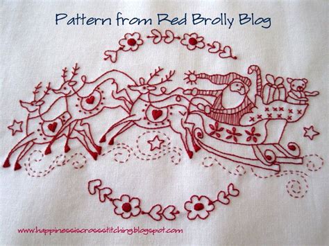 Christmas Redwork Designs Free Happiness Is Cross Stitching Free