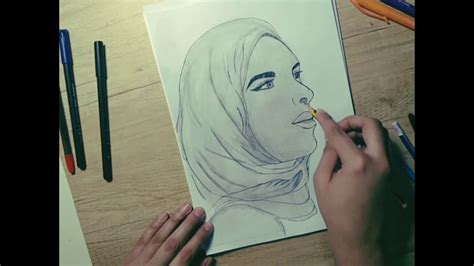 how to draw 2 different types of hijab girls youtube