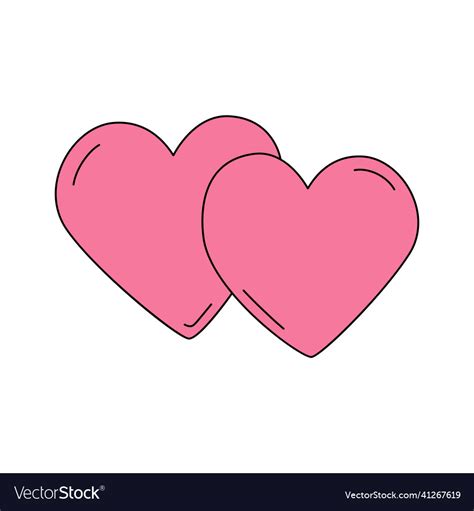 Two Pink Hearts In Cartoon Style Royalty Free Vector Image