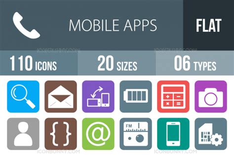 110 Mobile Apps Flat Round Corner Icons Iconbunny