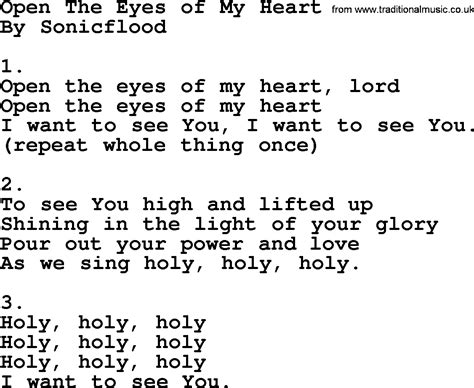 Most Popular Church Hymns And Songs Open The Eyes Of My Heart Lyrics