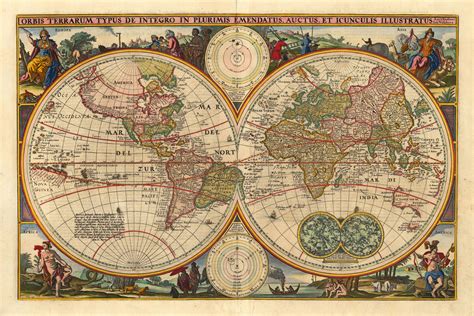 Antique Old Rare And Historic Maps And Prints Of World Maps Vintage