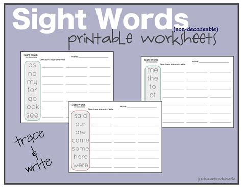 Just Sweet And Simple Preschool Practice Sight Word Practice Worksheets