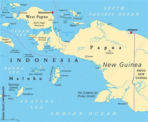 Western New Guinea Political Map Also Known As Papua Western Portion