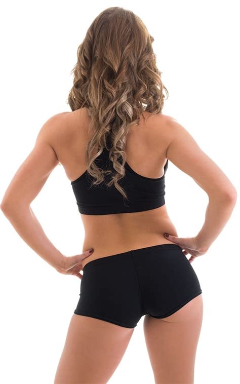 Workout Booty Shorts In Black Cotton Lycra Skinzwear Com