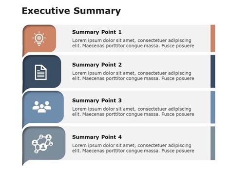Free Executive Summary Slides 4 Pointer Powerpoint Template