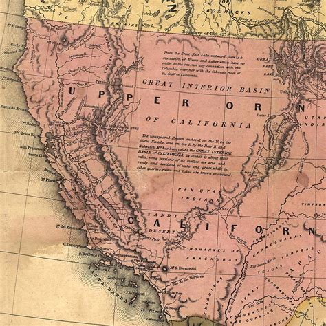 1846 Map Of Texas Oregon And California Western Us Franklin Mint