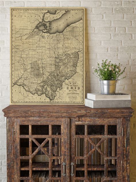 Old Map Of Ohio Fine Reproduction Ohio Map Vintage Style Etsy Old
