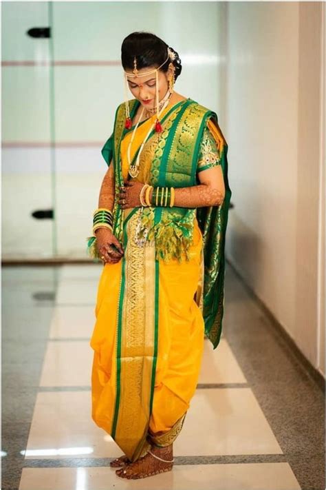 Beautiful Nauvari Sarees We Spotted On These Real Maharashtrian Brides In 2020 Nauvari Saree