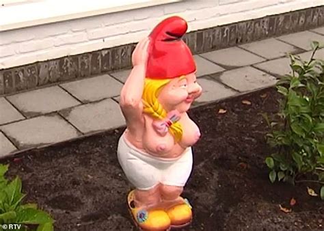 Naughty Naked Gnome Is Ordered To Cover Up Topless Statue Betty Is