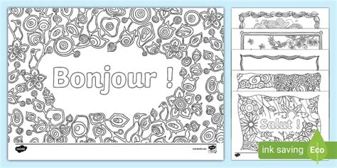 French Greetings Mindfulness Colouring Twinkl Ks