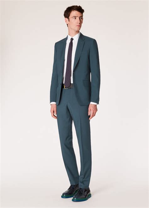 The Soho Mens Tailored Fit Petrol Wool And Mohair Suit Paul Smith