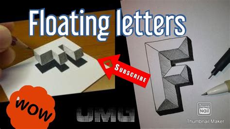 HOW TO DRAW 3D FLOATING LETTERS ON PAPER Realtime Art YouTube