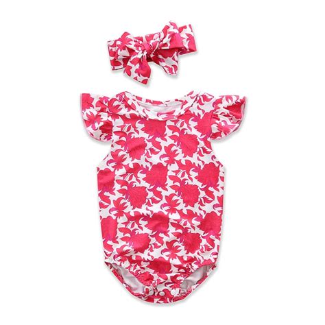 Summer Floral Baby Rompers Newborn Baby Girls Outfit Floral Lace Romper