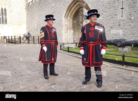 Yeoman Warders Also Known As Beefeaters In Their New Uniform For King