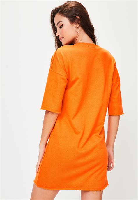 Lyst Missguided Orange Short Sleeves Sweater Dress In Orange
