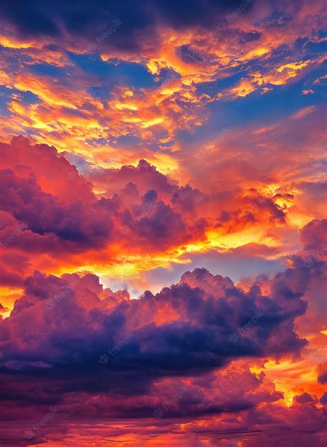 Premium Photo Beautiful Orange Sky And Clouds At Sunset