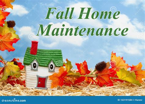 Fall Home Maintenance Message With A Friendly House And Fall Leaves